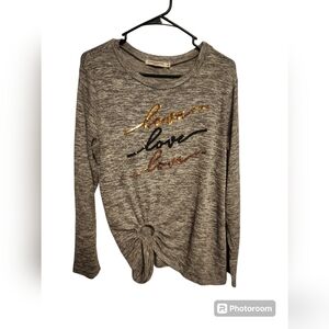 Chance or fate gray sweater knot detail L long sleeve